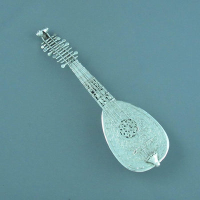 Mandolin Form Silver Novelty Potpourri Box - JH Tee Antiques