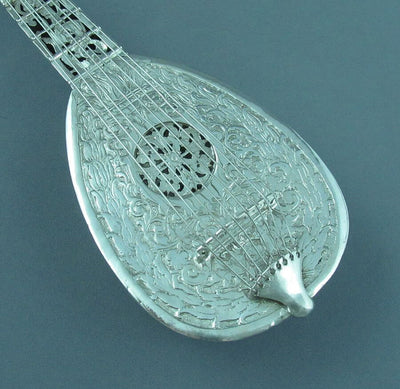 Mandolin Form Silver Novelty Potpourri Box - JH Tee Antiques