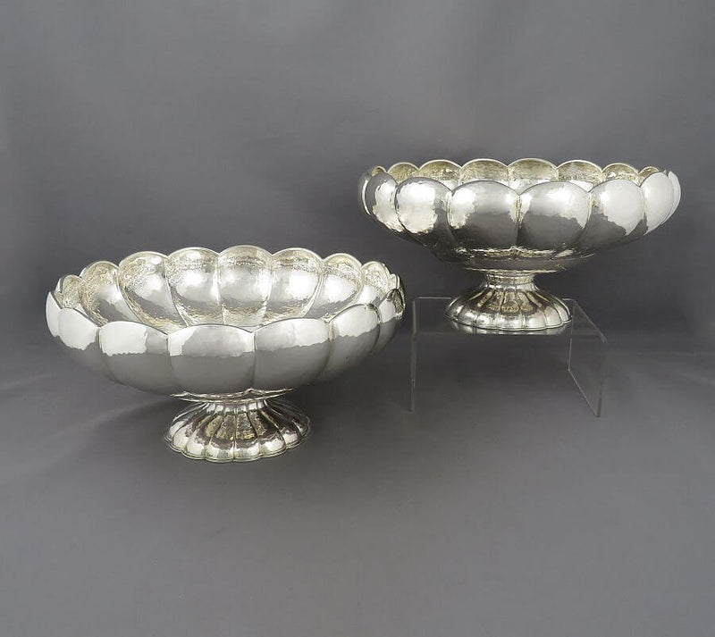 Pair of Austrian Silver Pedestal Bowls - JH Tee Antiques