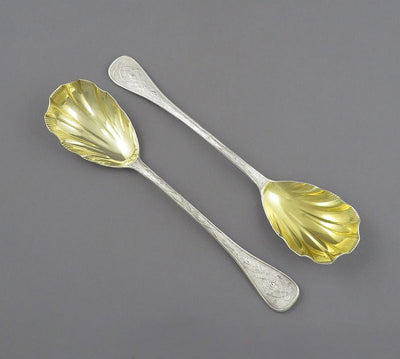 Pair of Victorian Sterling Silver Berry Spoons - JH Tee Antiques