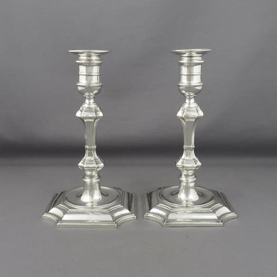 Pair of English Sterling Silver Candlesticks - JH Tee Antiques