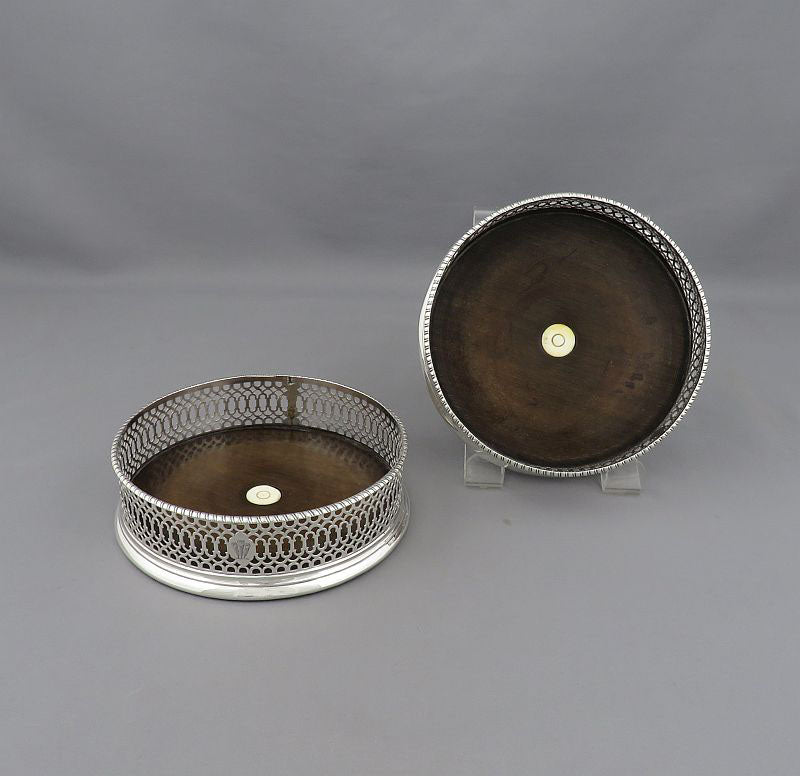 Georgian Sterling Silver Wine Coasters - JH Tee Antiques
