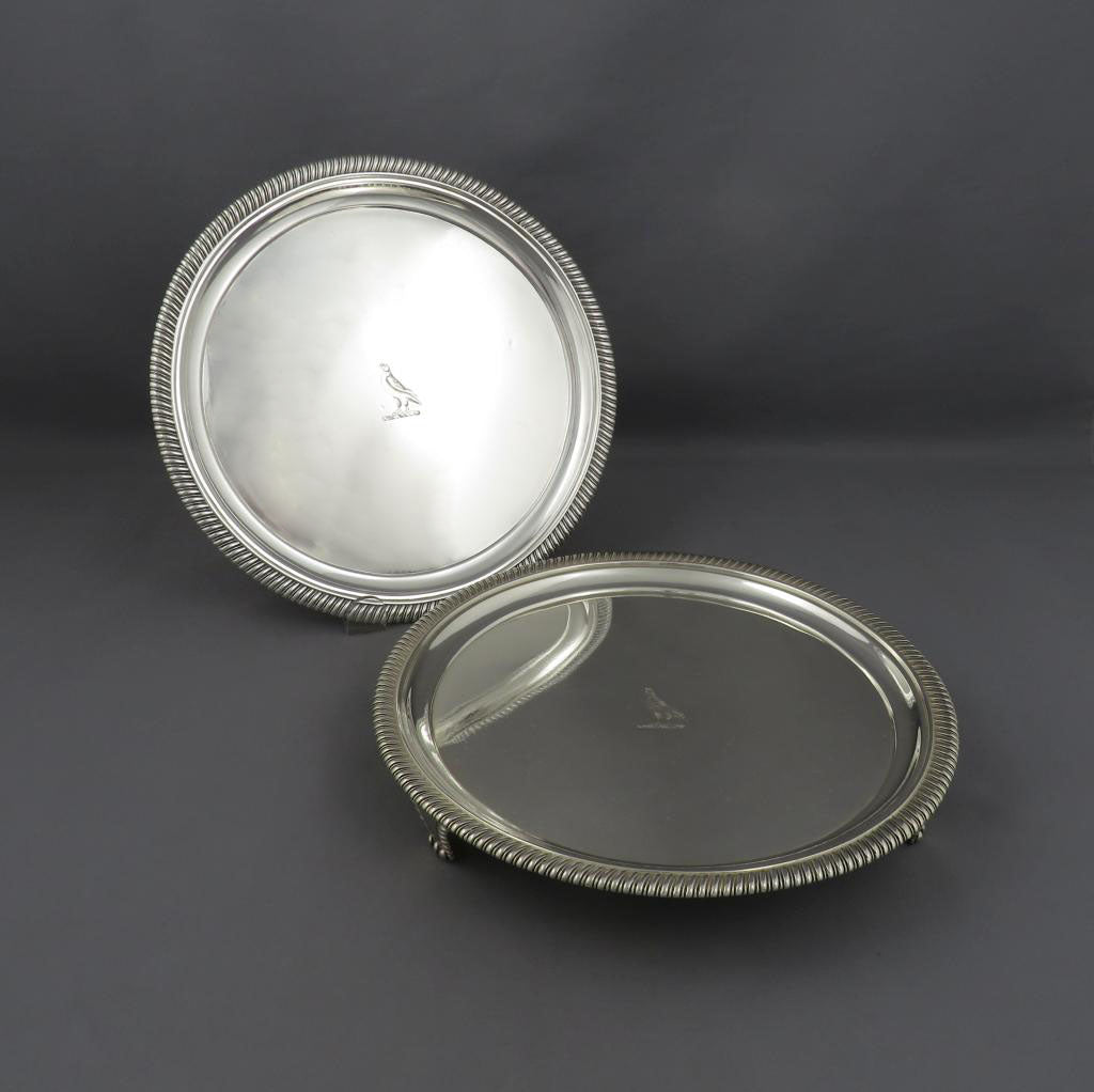 George III Sterling Silver Salvers - JH Tee Antiques