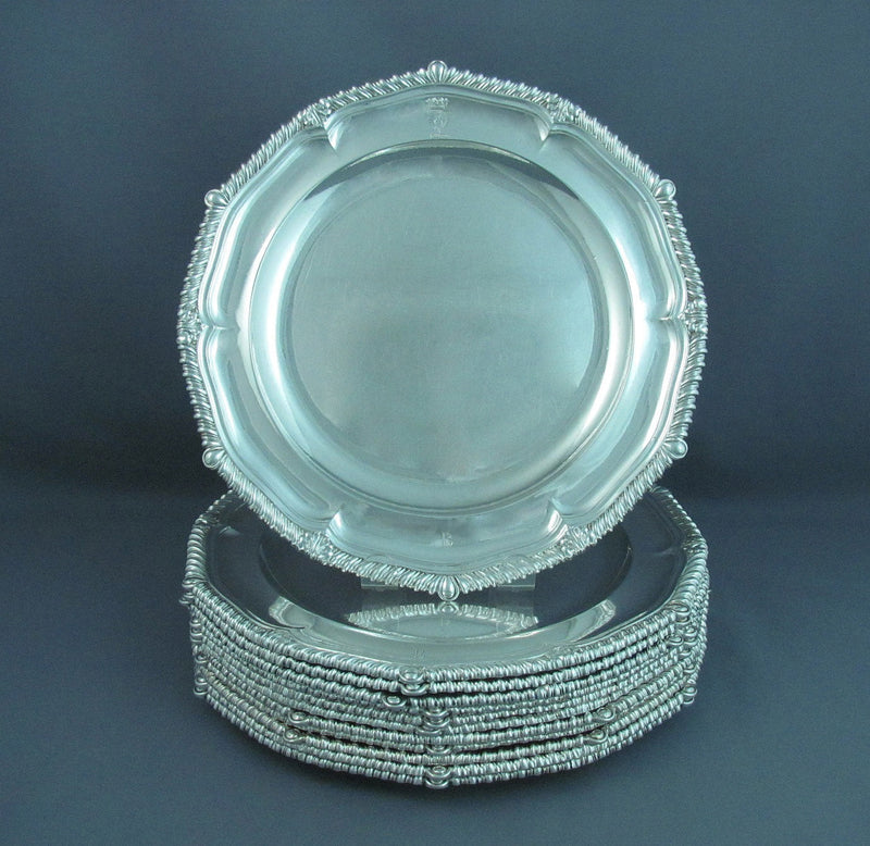 12 Paul Storr Silver Dinner Plates - JH Tee Antiques