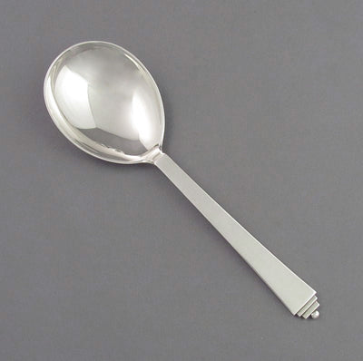 Georg Jensen Pyramid Pattern Serving Spoon - JH Tee Antiques