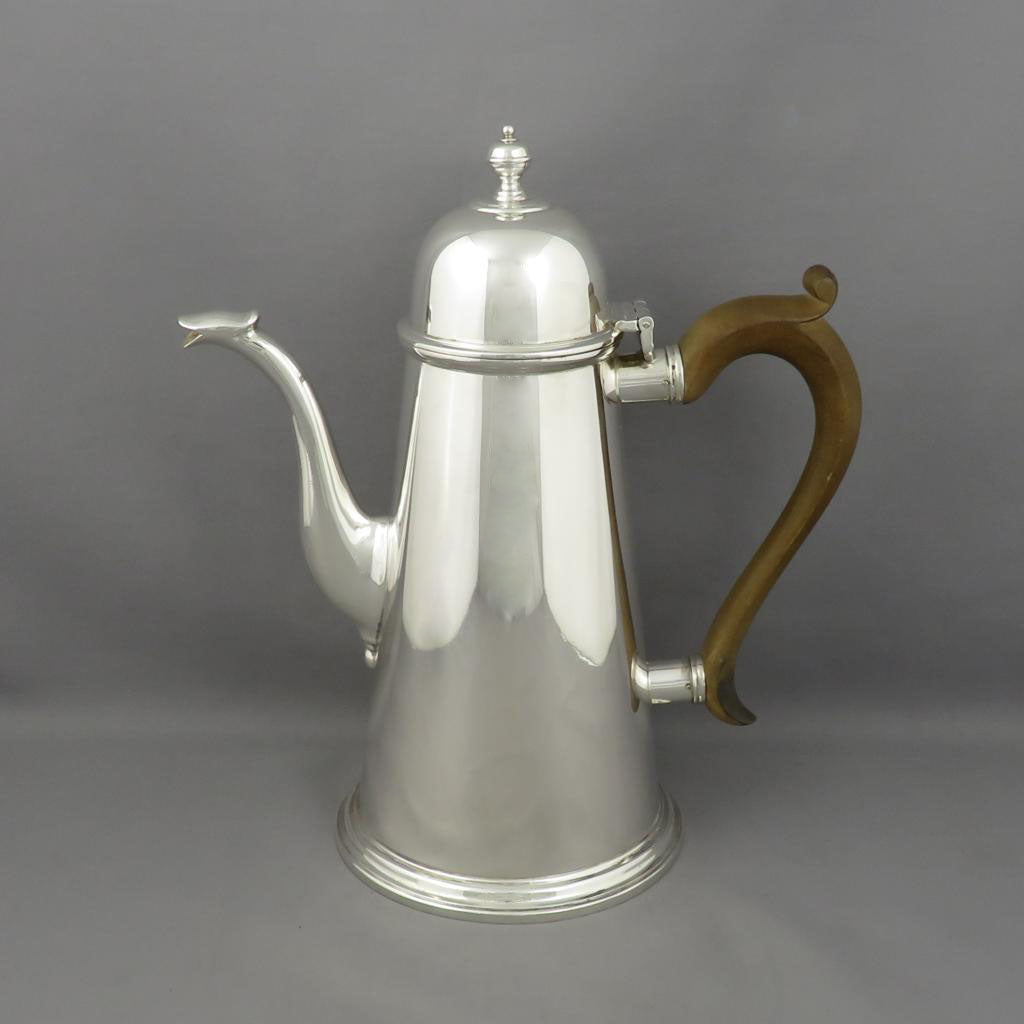 Queen Anne Style Silver Coffee Pot - JH Tee Antiques