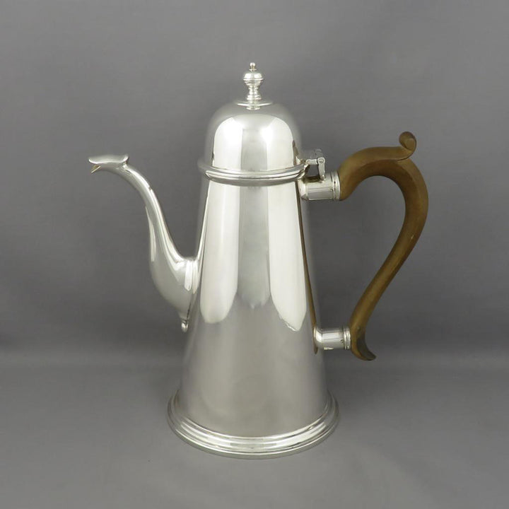 Queen Anne Style Silver Coffee Pot - JH Tee Antiques