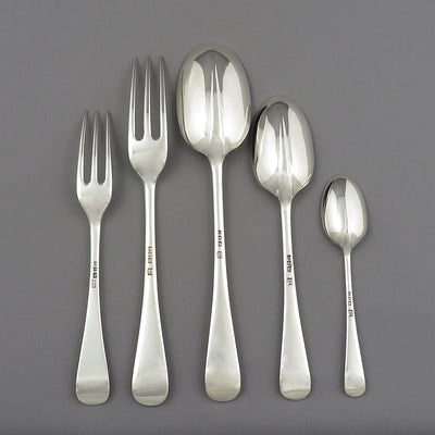 Rat Tail Pattern Silver Flatware Set for 8 - JH Tee Antiques