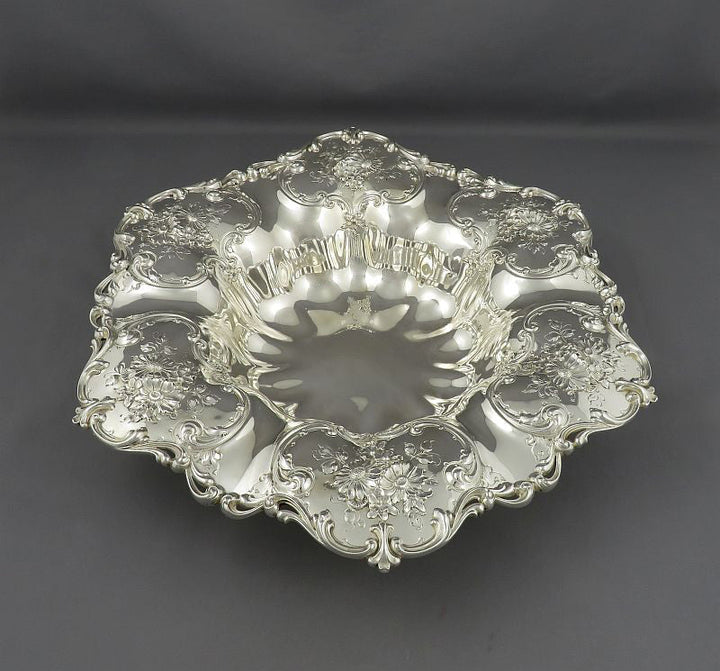 Ornate Sterling Silver Centerpiece Bowl - JH Tee Antiques
