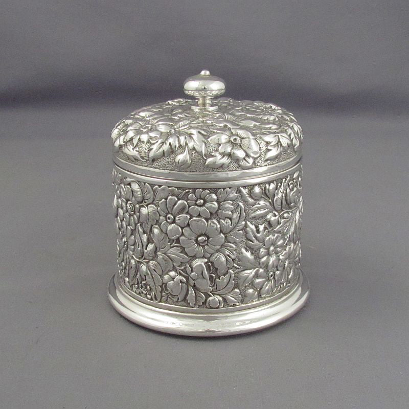 Repousse Sterling Dressing Table Box - JH Tee Antiques
