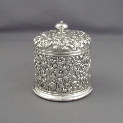 Repousse Sterling Dressing Table Box - JH Tee Antiques