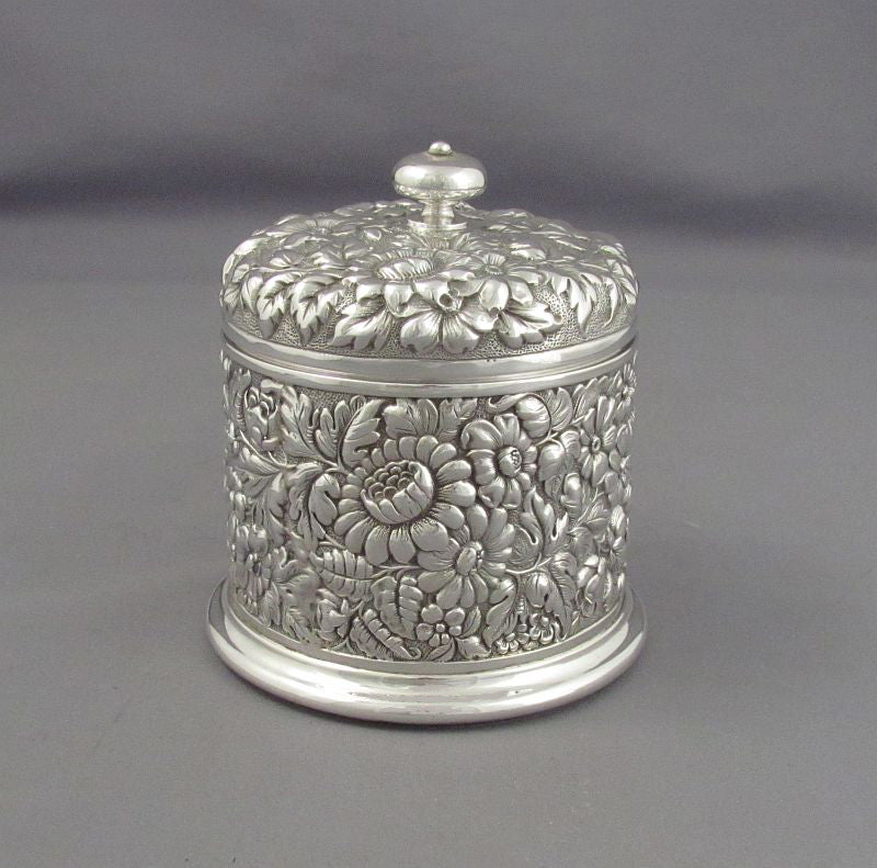 Repousse Sterling Dressing Table Box - JH Tee Antiques