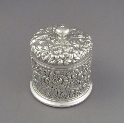 Repousse Sterling Dressing Table Box - JH Tee Antiques