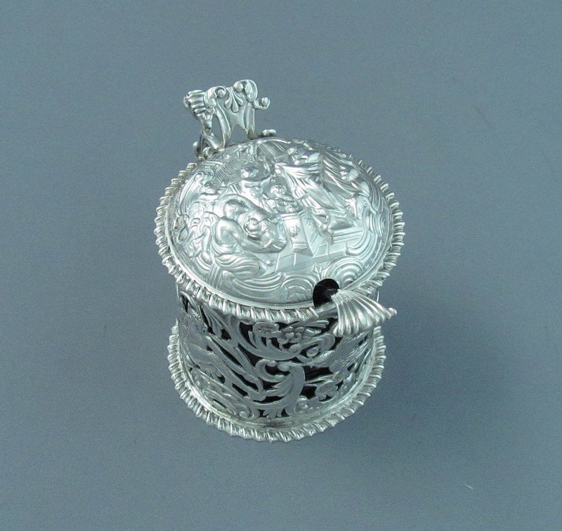 Antique Victorian Sterling Silver Mustard Pot - JH Tee Antiques
