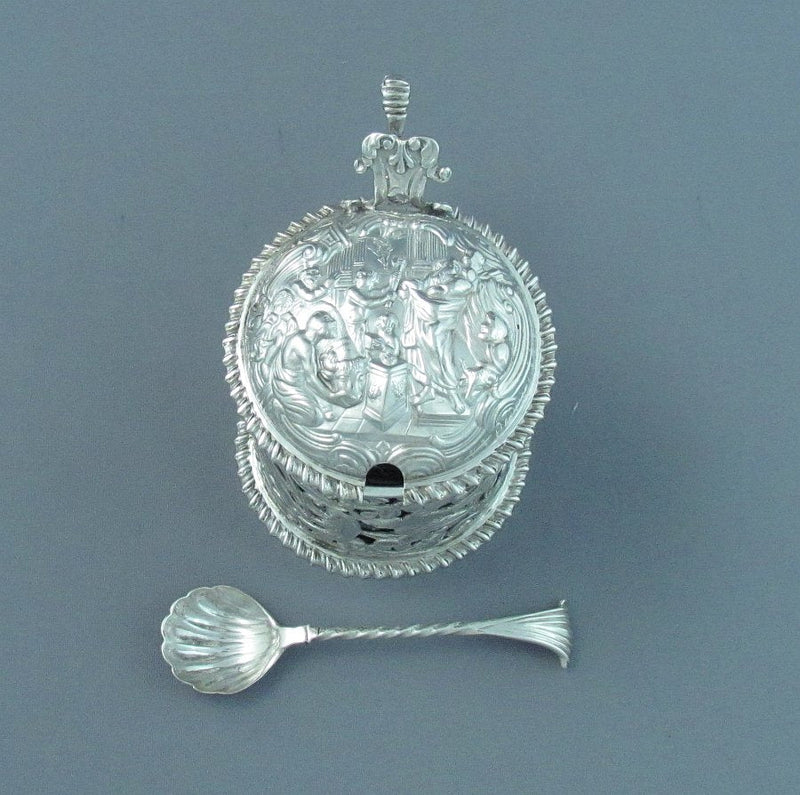 Antique Victorian Sterling Silver Mustard Pot - JH Tee Antiques