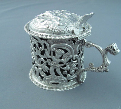 Antique Victorian Sterling Silver Mustard Pot - JH Tee Antiques