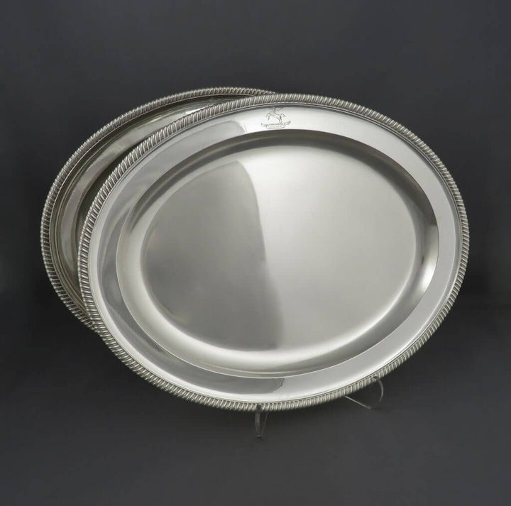 Robert Garrard Sterling Silver Meat Platters - JH Tee Antiques