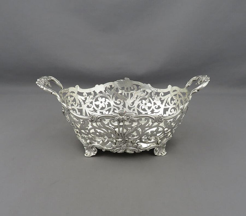 Rococo Sterling Silver Basket - JH Tee Antiques