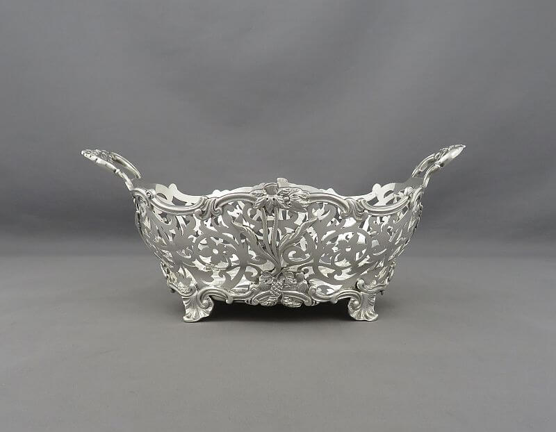 Rococo Sterling Silver Basket - JH Tee Antiques