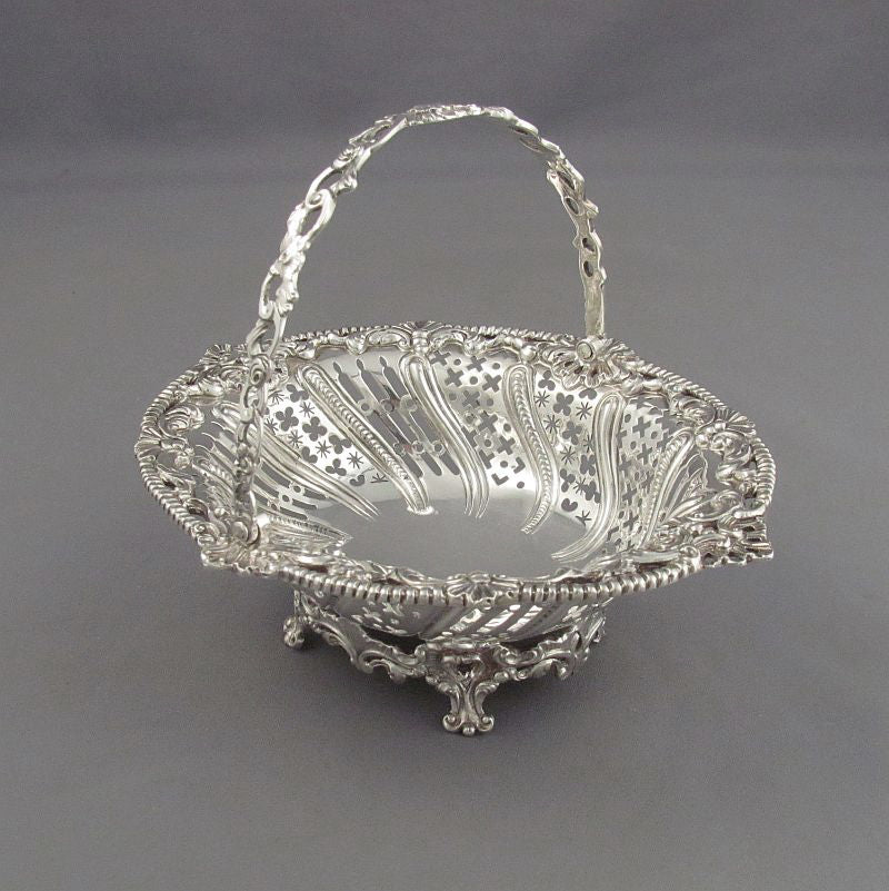 Rococo Style Sterling Silver Basket - JH Tee Antiques