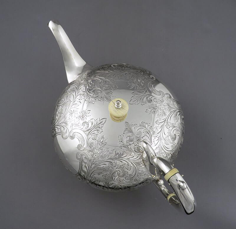 Large Sterling Silver Teapot - JH Tee Antiques