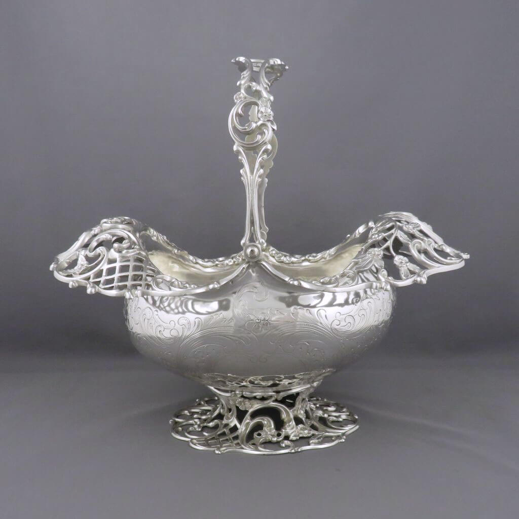 American Sterling Silver Flower Basket - JH Tee Antiques