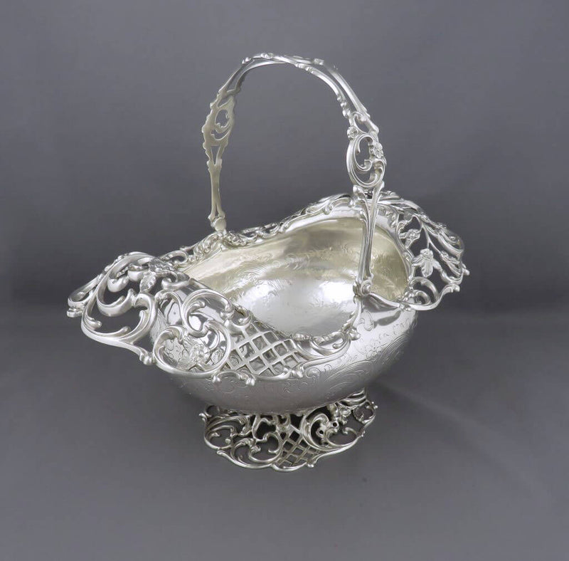 American Sterling Silver Flower Basket - JH Tee Antiques