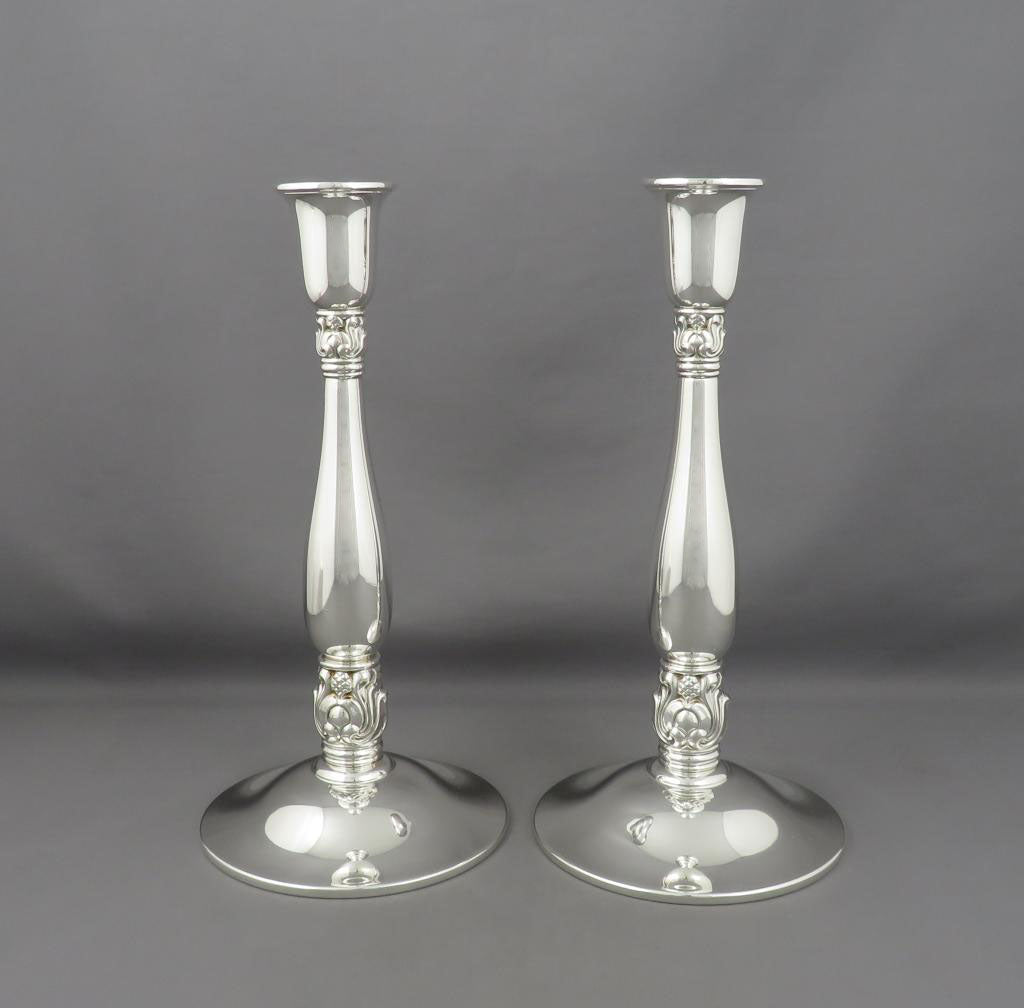 Royal Danish Sterling Silver Candlesticks - JH Tee Antiques