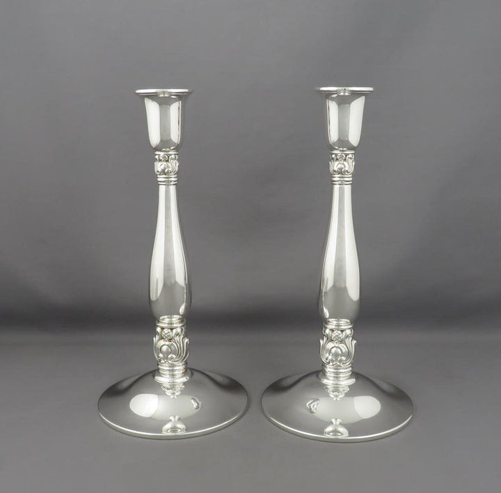 Royal Danish Sterling Silver Candlesticks - JH Tee Antiques