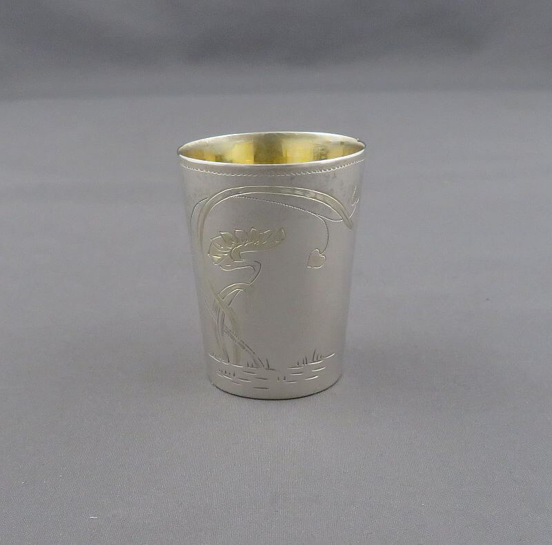 6 Russian Silver Gilt Vodka Cups - JH Tee Antiques