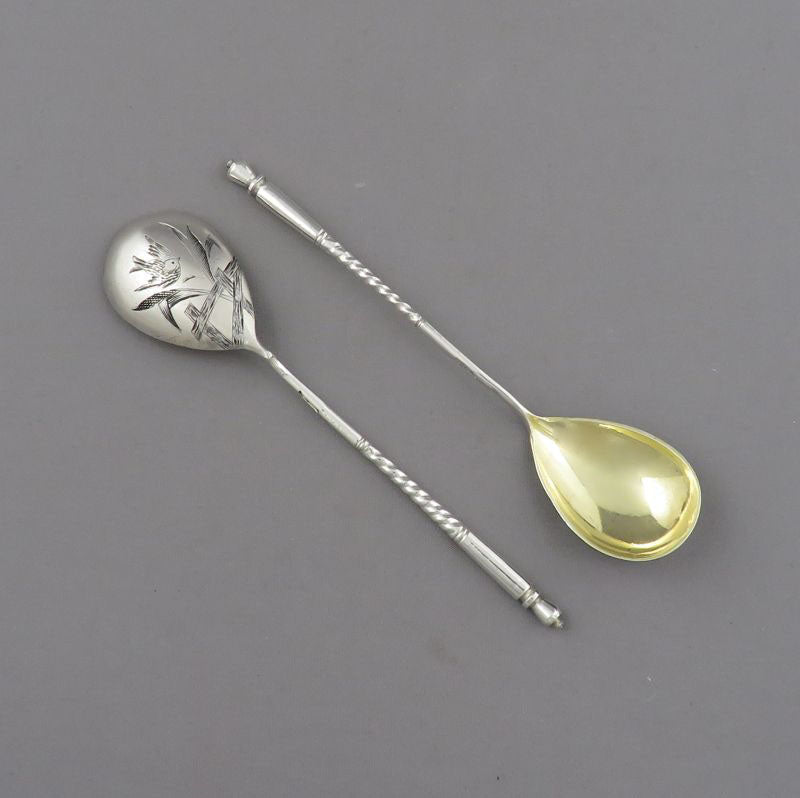 Set of 6 Russian Silver Teaspoons - JH Tee Antiques