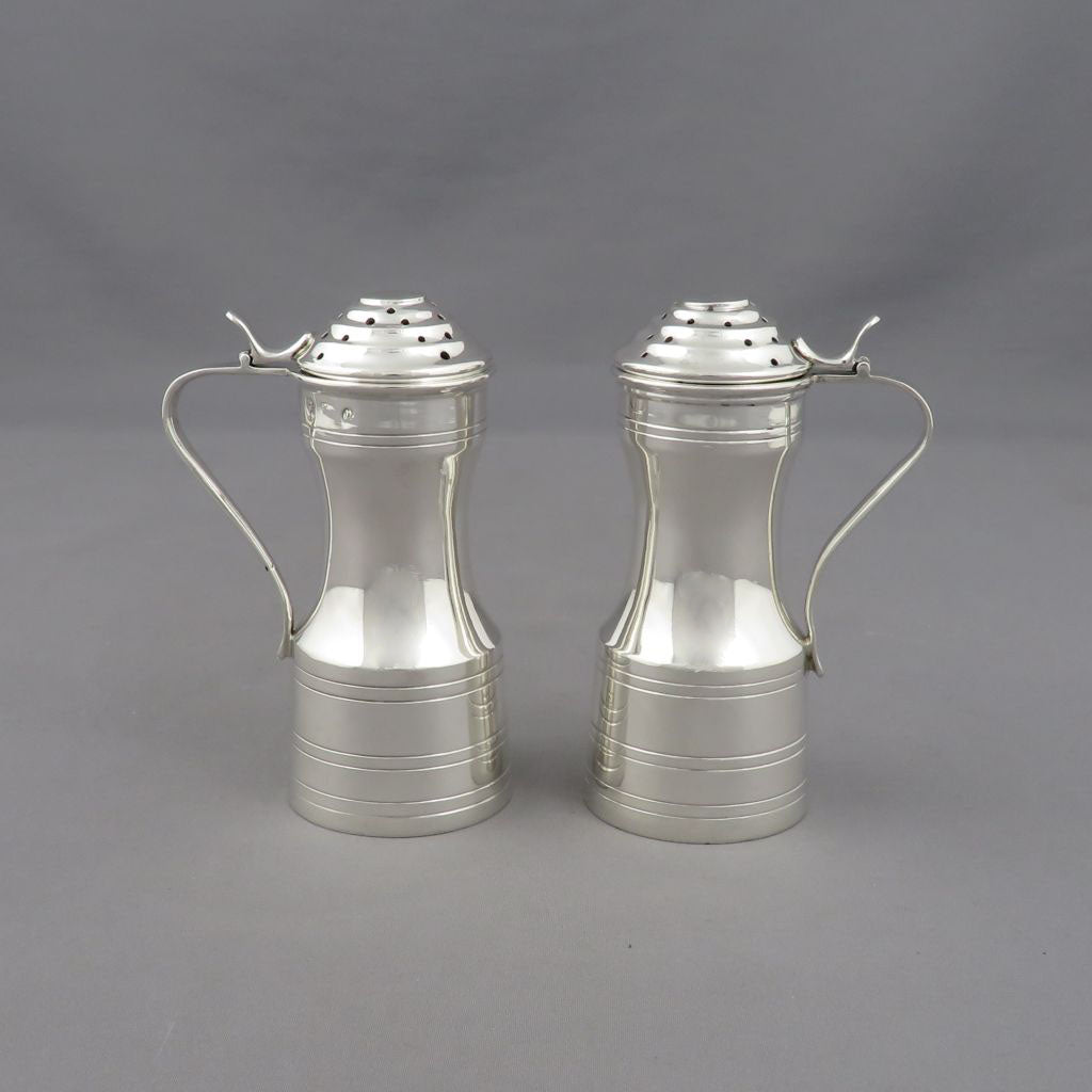 Edwardian Silver Tappit Hen Pepper Pots - JH Tee Antiques