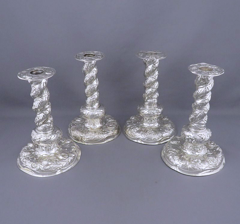 Set of Four Dutch Silver Candlesticks - JH Tee Antiques