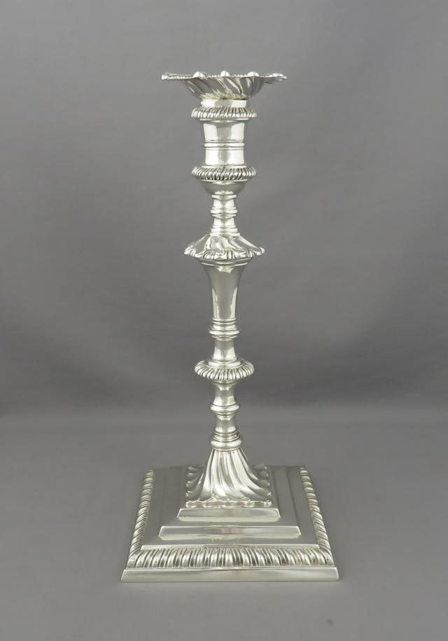 Set of Four George III Sterling Silver Candlesticks - JH Tee Antiques