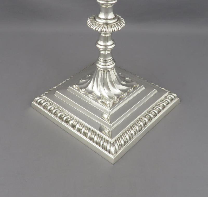 Set of Four George III Sterling Silver Candlesticks - JH Tee Antiques