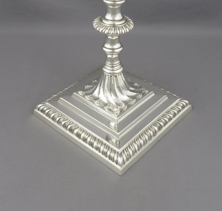 Set of Four George III Sterling Silver Candlesticks - JH Tee Antiques
