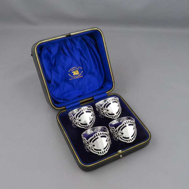 Set of 4 Victorian Sterling Silver Napkin Rings - JH Tee Antiques