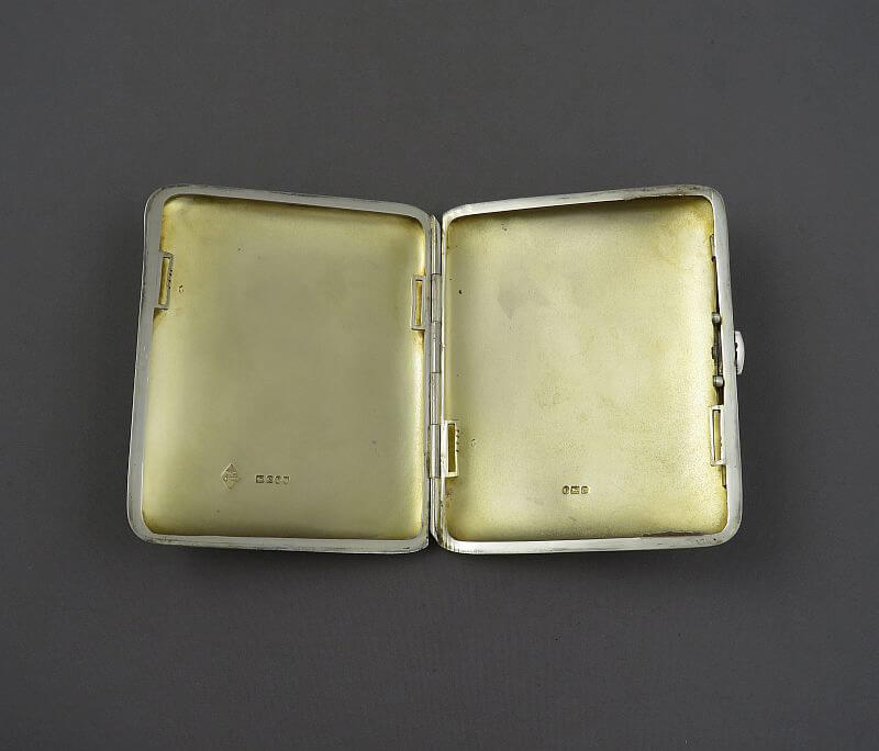 Continental Silver and Enamel Cigarette Case - JH Tee Antiques