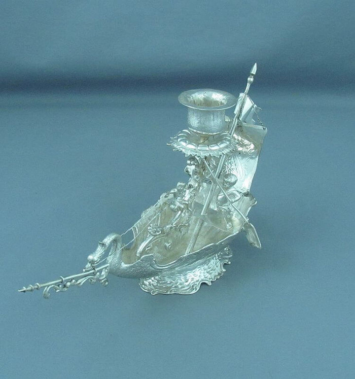 Sterling Silver Novelty Nef Form Candlesticks - JH Tee Antiques