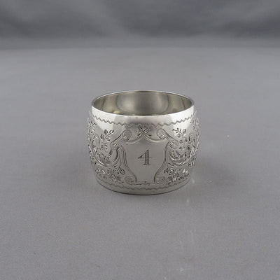 6 Edwardian Sterling Silver Napkin Rings - JH Tee Antiques