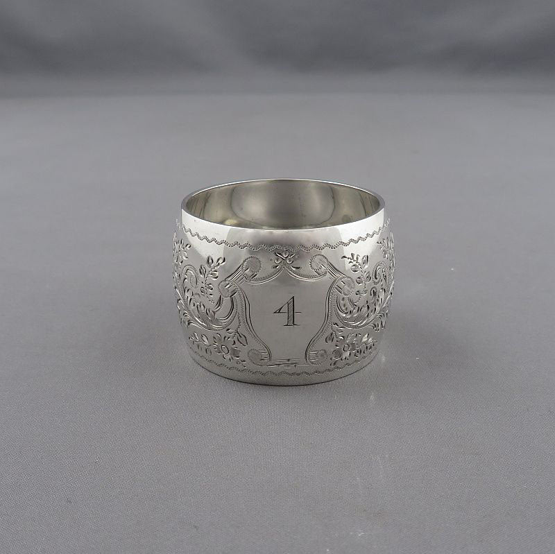 6 Edwardian Sterling Silver Napkin Rings - JH Tee Antiques