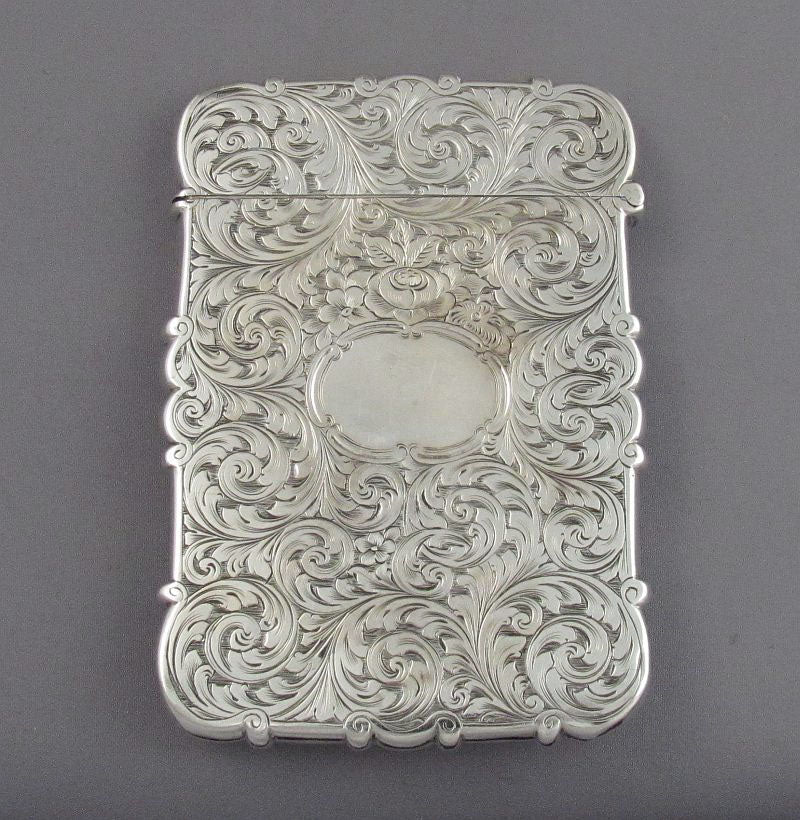Victorian Sterling Silver Castle Top Card Case - JH Tee Antiques