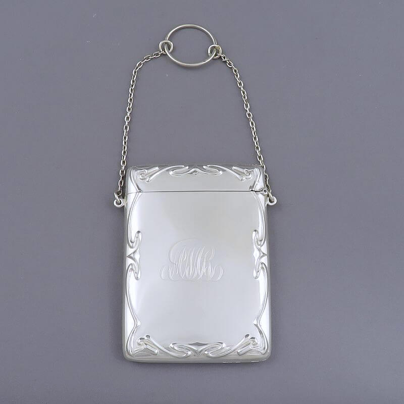 George V Sterling Silver Card Case - JH Tee Antiques