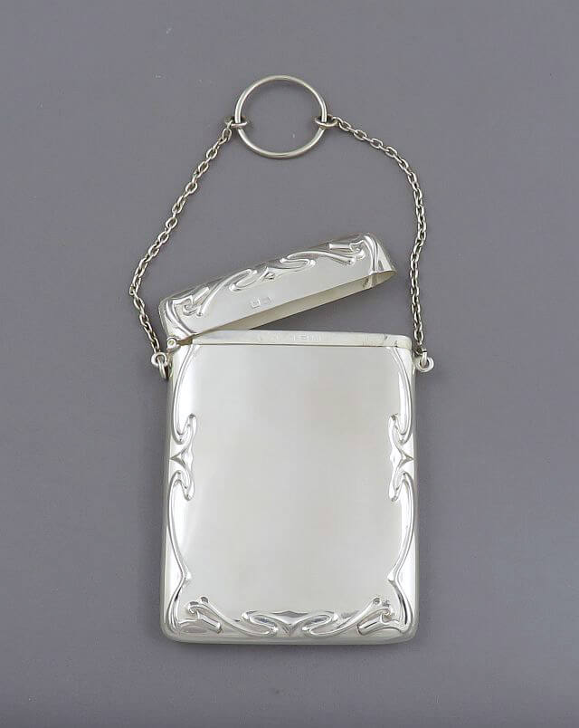 George V Sterling Silver Card Case - JH Tee Antiques