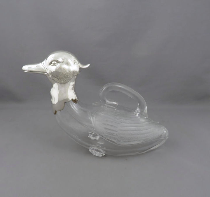 Novelty Sterling Silver Duck Claret Jug - JH Tee Antiques