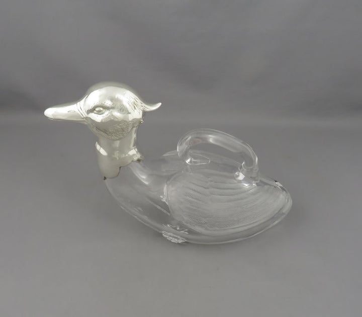 Novelty Sterling Silver Duck Claret Jug - JH Tee Antiques