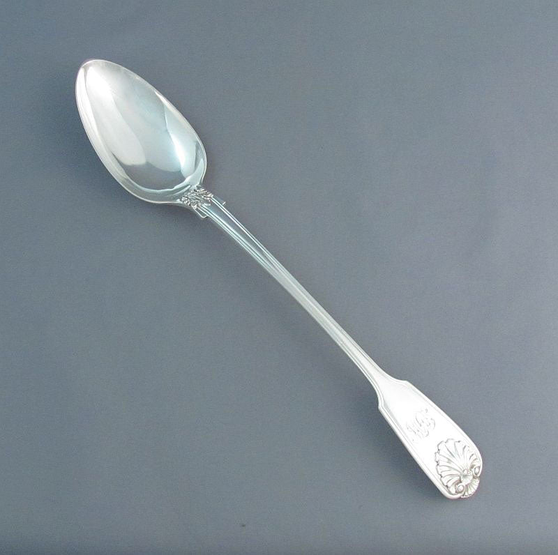 Fiddle Thread & Husk Silver Stuffing Spoon - JH Tee Antiques