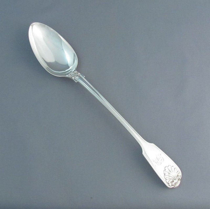 Fiddle Thread &amp; Husk Silver Stuffing Spoon - JH Tee Antiques