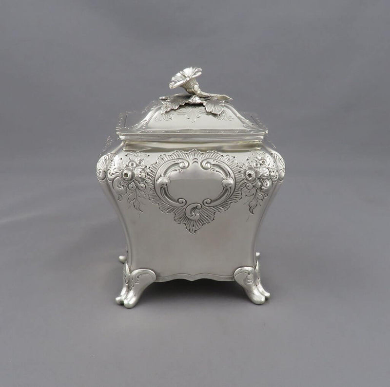 Victorian Rococo Silver Tea Caddy - JH Tee Antiques