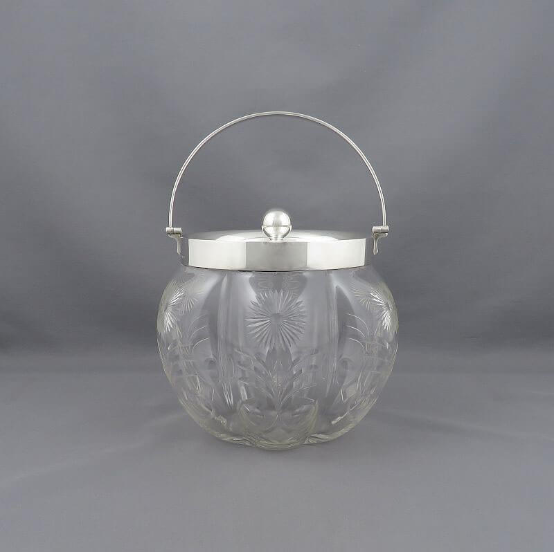Victorian Silver and Glass Biscuit Box - JH Tee Antiques